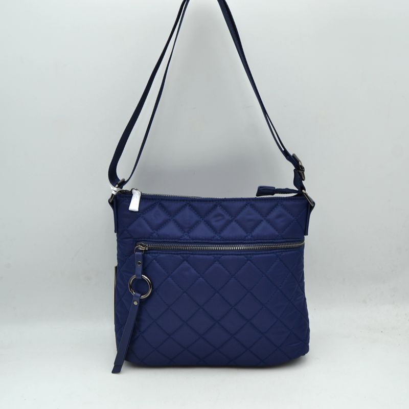 Quilted Crossbody Bag with Adjustable Shoulder Strap - Navy - Crossbody Bags
