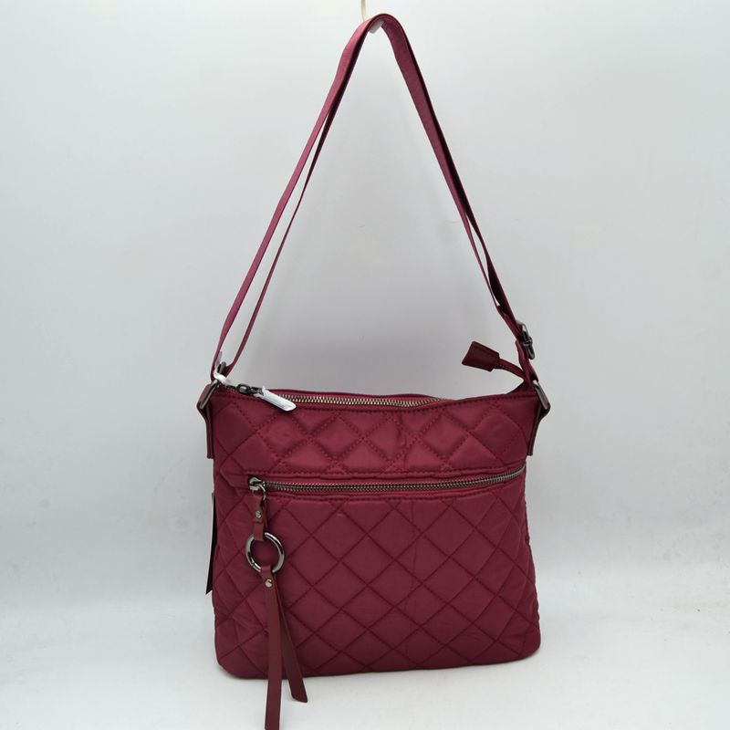 Quilted Crossbody Bag with Adjustable Shoulder Strap - Wine - Crossbody Bags