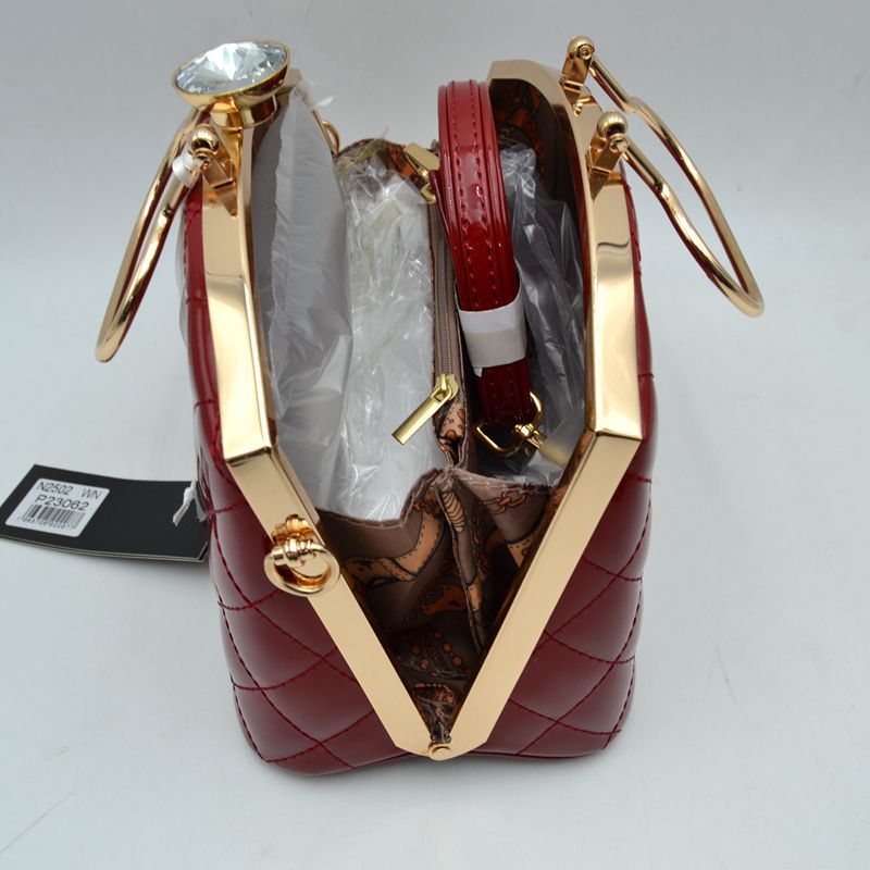 Quilted Top-Handle Handbag with Detachable Shoulder Strap - Hand Bag