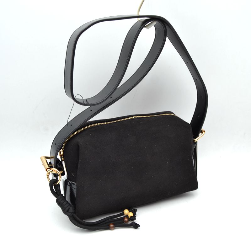 Minimalist Matte Crossbody Bag with Beaded Tassel Cord Accent - Black - Crossbody Bags