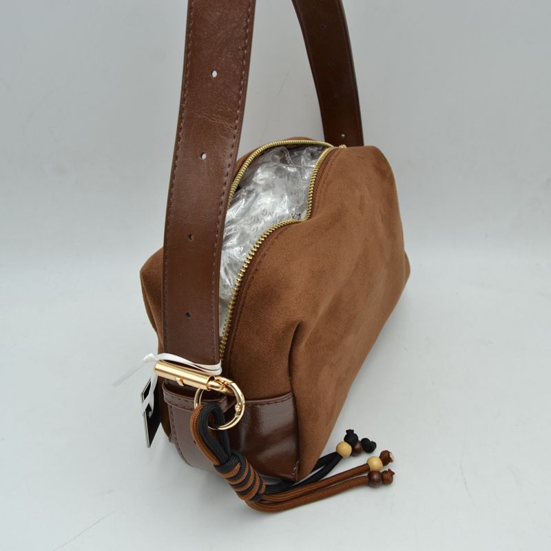 Minimalist Matte Crossbody Bag with Beaded Tassel Cord Accent - Crossbody Bags