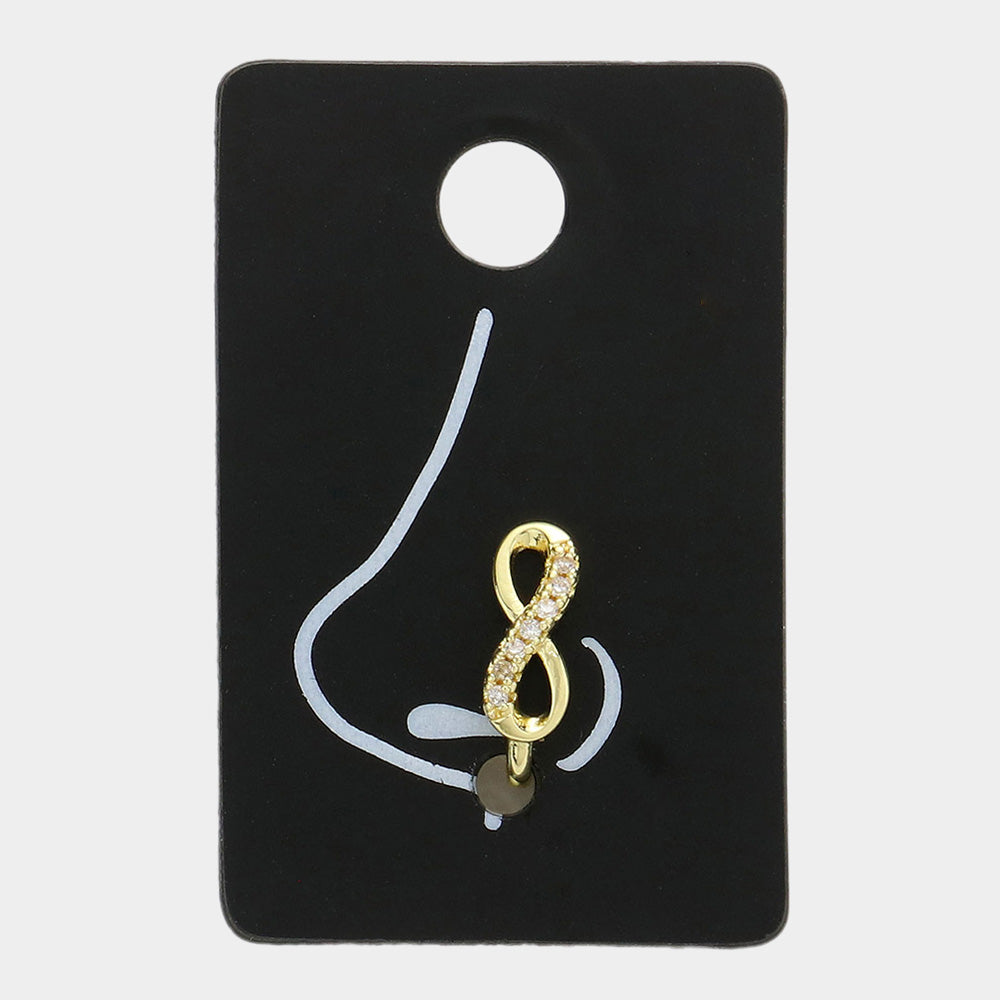Madeline Love Gold Stone Embellished Infinity Nose Clip - Body Jewelry