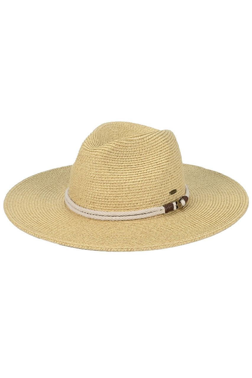 Natural C.C Anchor Rope Trim Band Wide Brim Sun Hat is a stylish and practical accessory for any sunny day. The wide brim offers excellent sun protection while the anchor rope trim adds a nautical touch to your outfit. With this hat, you can enjoy the outdoors in both comfort and style.