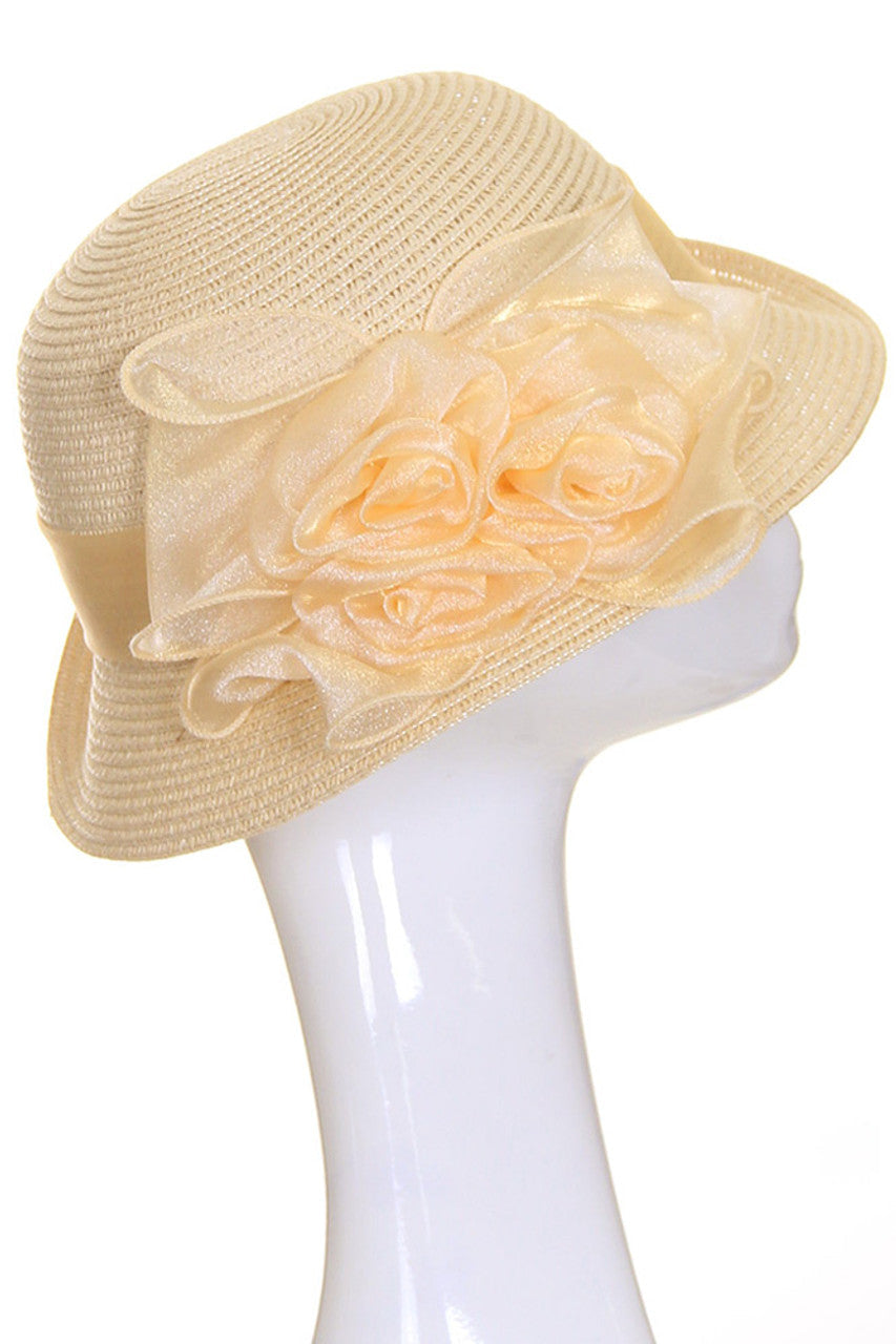 Neutral C.C. Organza Flower Hat combines lightweight organza fabric with delicate floral detailing for a sophisticated accessory. The breathable construction offers comfort during extended wear, while the versatile design transitions seamlessly from casual outings to formal occasions. Precision stitching ensures durability without compromising on elegance.