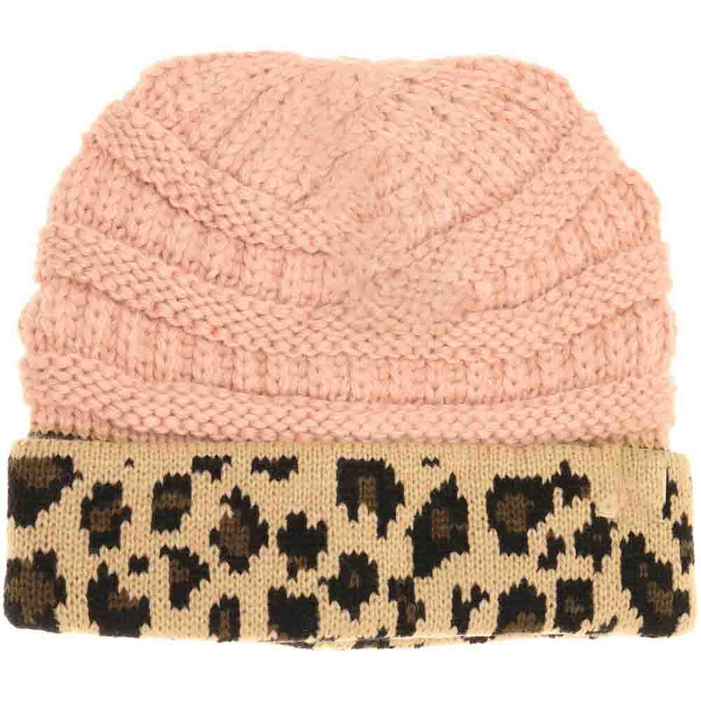 Natural-IndiePink Kids Matching Cuff Leopard Print CC Beanie combines playful style with cozy warmth. Crafted from a soft knit fabric, this piece features a trendy leopard print pattern and a folded cuff accented by the classic CC logo. Ideal for chilly days, it keeps little heads comfortable while adding a fashionable touch to any outfit. Perfect for matching with adult styles, this beanie offers both practicality and a chic edge for young fashion enthusiasts. 