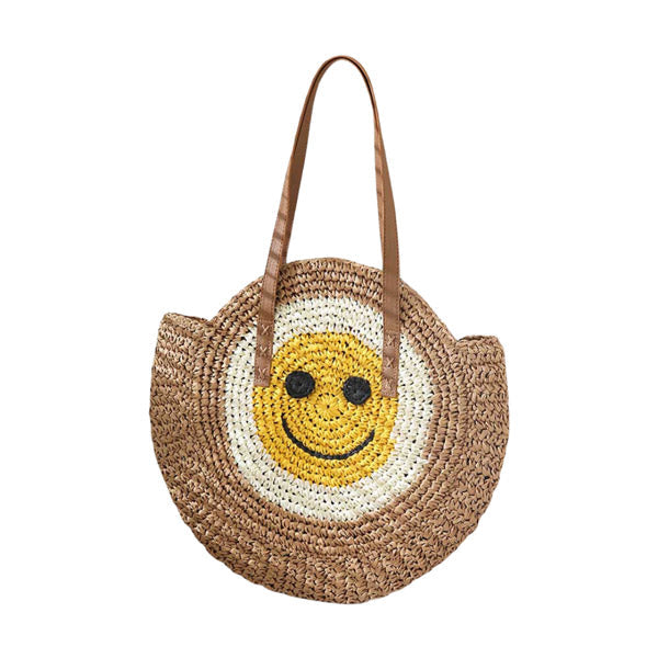 Natural Smile Pointed Color Block Straw Round Shoulder Bag is versatile enough for wearing through the week, simple and leisurely, elegant and fashionable, suitable for women of all ages, and ultra-lightweight to carry around all day. Perfect for traveling, beach, dating, and other daily outdoor activities. Birthday Gift