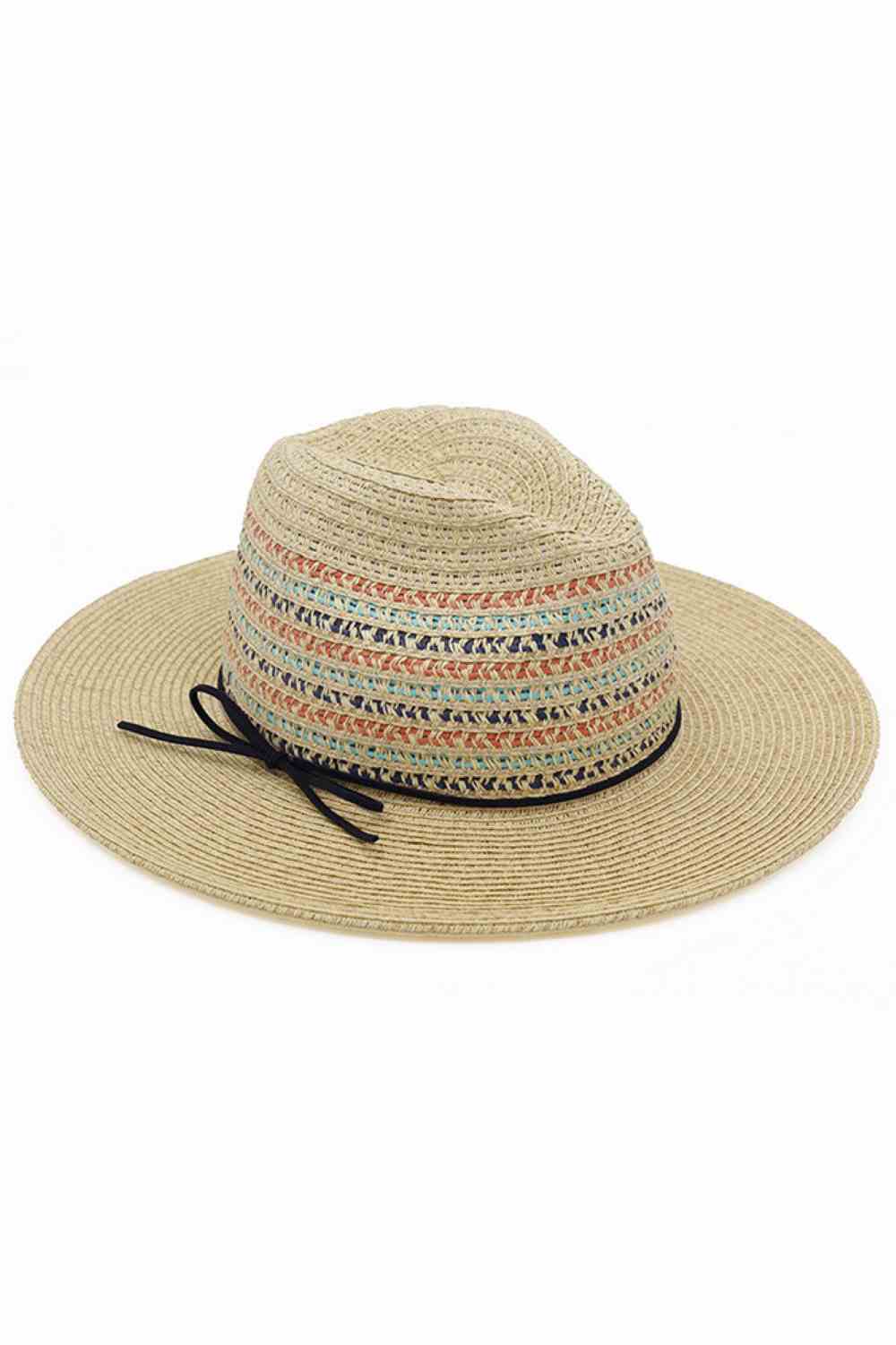 Natural Stay protected and stylish with this multicolor woven straw fedora sun hat. Crafted from a breathable blend of 80% paper and 20% polyester, it features a classic ribbon band detail and delivers UPF 50+ UV protection for all-day sun safety. Perfect for beach days, outdoor events, or casual summer wear. Lightweight and comfortable, this versatile hat complements any warm-weather wardrobe.