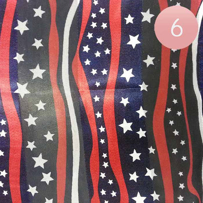Navy 6 PCS satin scarves feature a sophisticated striped pattern of the American Flag. Made with high-quality materials, these versatile scarves provide a unique touch to any outfit. Perfect for patriotic events or everyday wear, these scarves are a must-have for any fashion-forward individual.