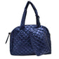 2-in-1 Large Quilted Tote Bag with Pouch - Navy Blue - Tote Bag