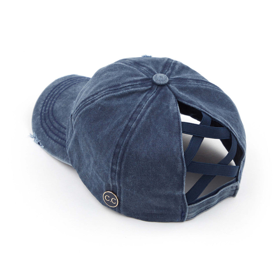 Navy C.C BASEBALL PONYCAP is the perfect accessory for any sports enthusiast. Made with high-quality materials, this cap offers both style and functionality. With its comfortable fit and sleek design, it will keep you looking and feeling cool while you support your favorite team. Upgrade your game day look with the C.C BASEBALL PONYCAP.