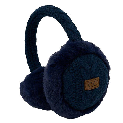 C.C Women's Cable Knit Faux Fur Earmuff