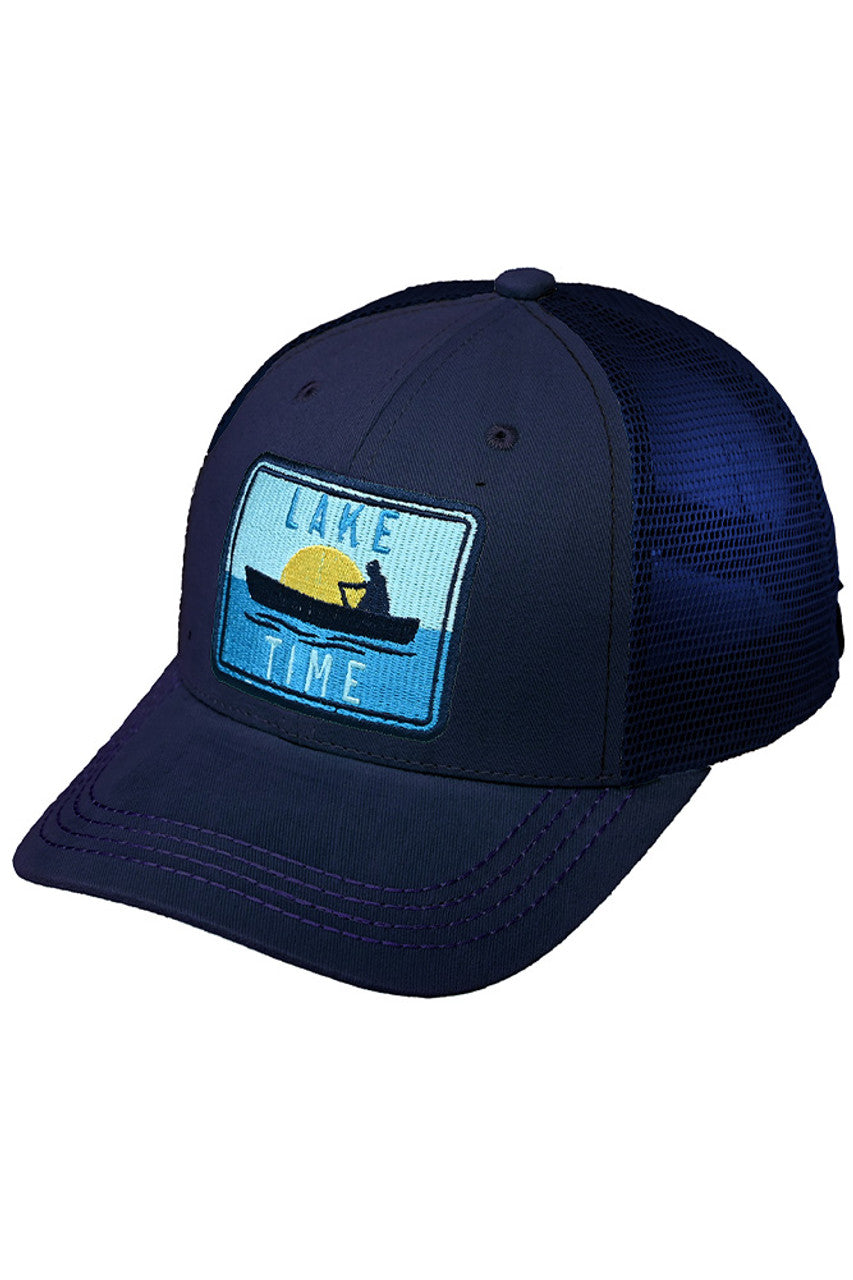 Navy  C.C LAKE TIME Embroidery Patch Baseball Cap combines style and function with its embroidered patch design and comfortable fit. Made with high-quality materials, this cap is the perfect accessory for a day out on the lake or any outdoor activity. Keep the sun out of your eyes while staying on trend with this must-have cap.