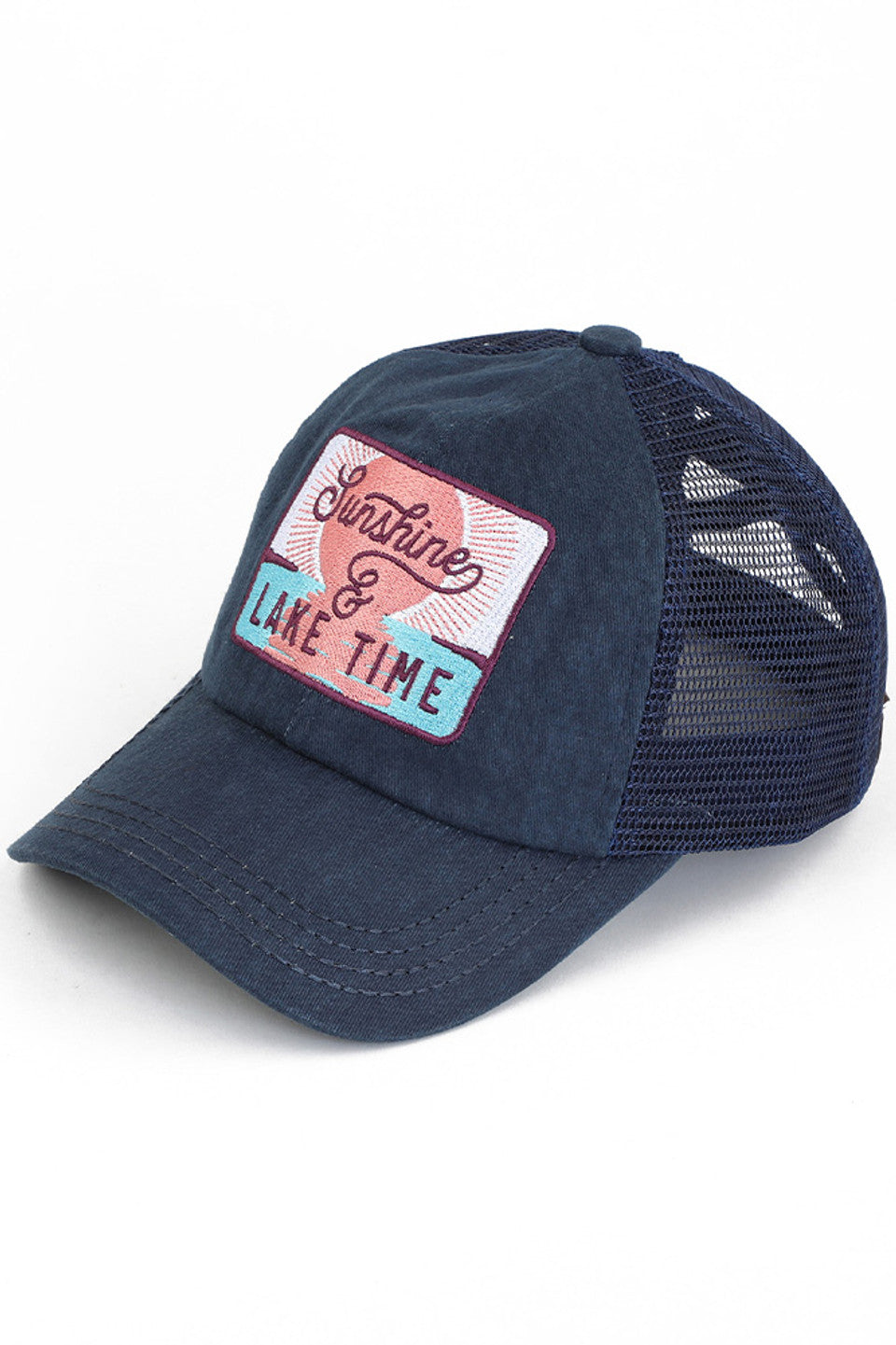 C.C SUNSHINE & LAKE TIME Patch Pony Cap - Navy - Pony Cap