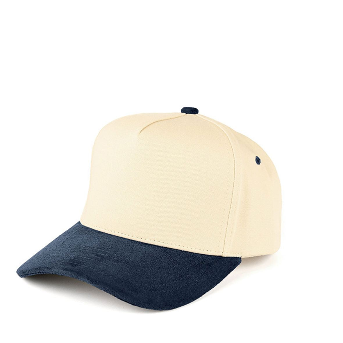 Navy Elevate your casual style with the C.C Suede Bill two-tone trucker snapback, featuring a sleek suede brim for a modern, premium look. With its adjustable snapback closure and breathable mesh back, this baseball cap delivers a comfortable, customizable fit for everyday wear.