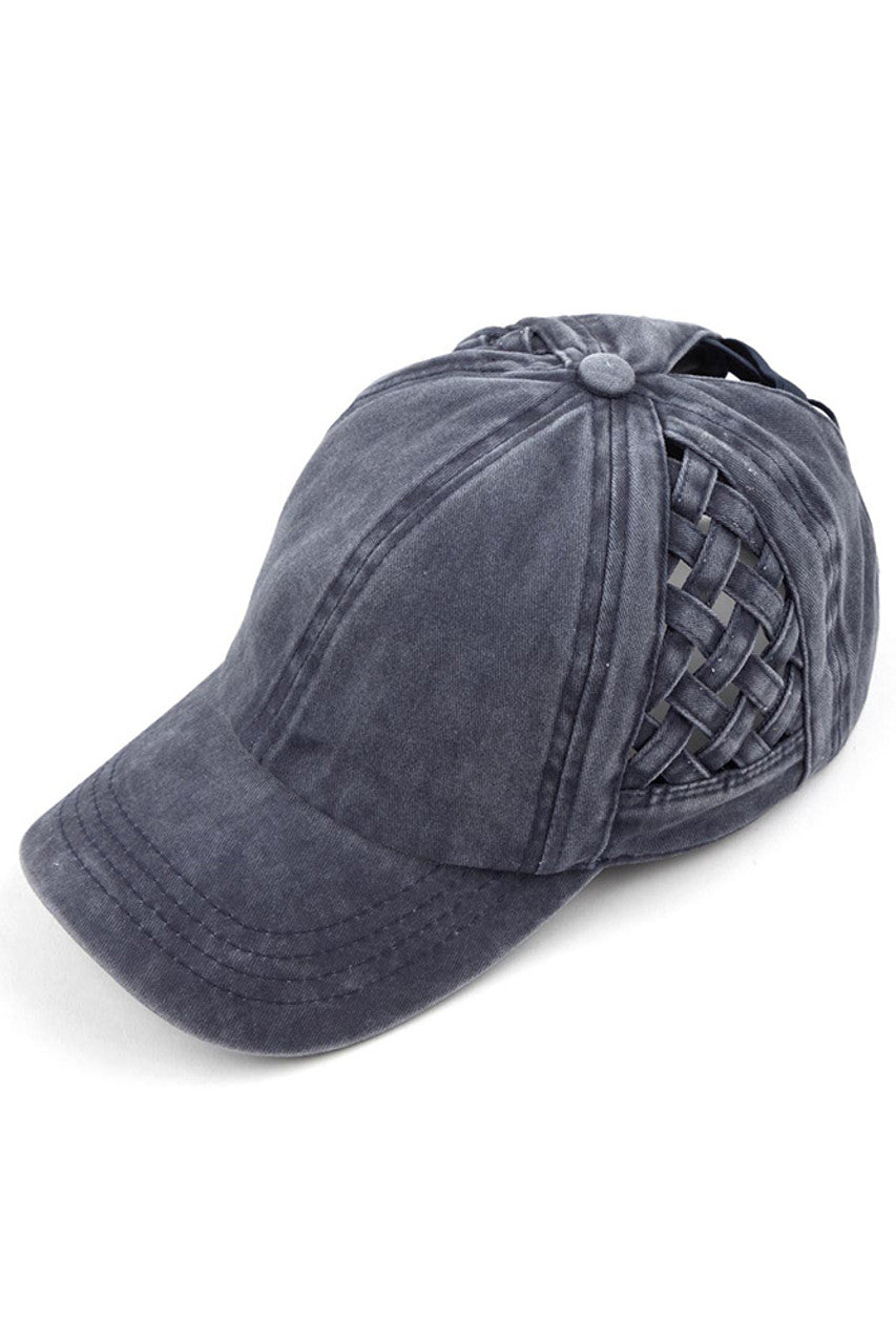 Navy C.C WEAVON BASKET CRISS-CROSS PONYCAP is a stylish and functional accessory for any outfit. Made with high-quality materials, this cap features a unique criss-cross design, providing both style and comfort. Stay protected from the sun while looking your best with this trendy ponycap.