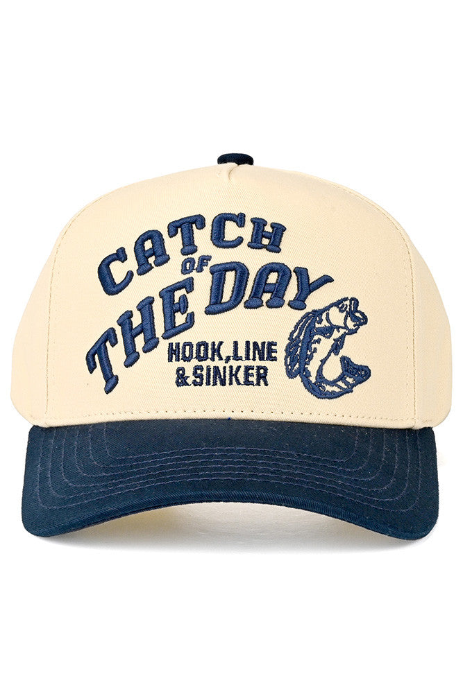 C.C REEL’EM IN Embroidered Letter Two Tone Trucker Hat - Navy - Trucker Hats