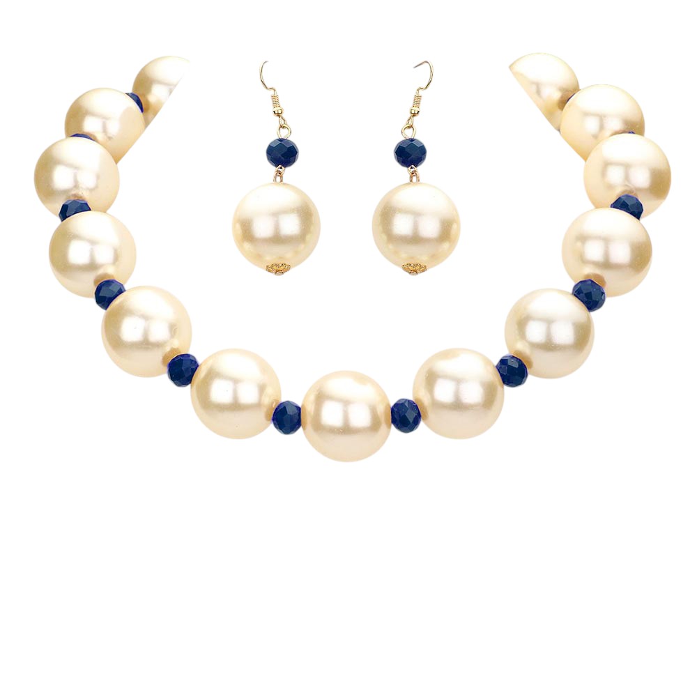 Navy Cream Chunky Pearl Necklace is a timeless accessory for any occasion. Made from high-quality pearls, it exudes elegance and sophistication. Its chunky design adds a touch of modernity to a classic piece. Make a statement with this necklace that is sure to turn heads and elevate any outfit.