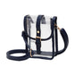Faux Leather Belt Buckle Pointed Transparent Crossbody Bag - Navy - Crossbody Bag
