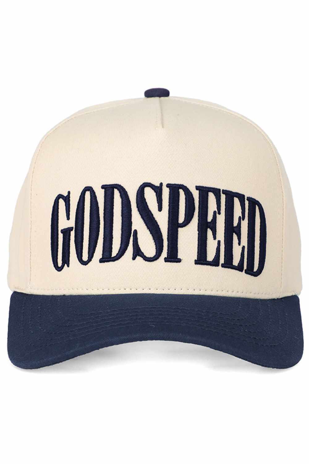 NAvy-Navy C.C GODSPEED Letter Embroidery Trucker Cap combines classic trucker style with refined embroidered detailing. Featuring breathable mesh panels and an adjustable snapback closure, it ensures a comfortable fit for all-day wear. The bold "GODSPEED" lettering adds a distinctive touch, making this cap a versatile accessory for casual and outdoor looks. Durable and lightweight, it’s designed to keep you cool while elevating your style with expert craftsmanship.