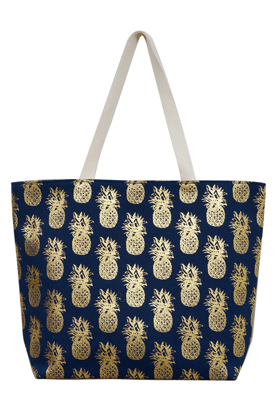 Pineapple Pattern Beach Bag combines vibrant style with practical design, perfect for your beach outings. Crafted to hold all your essentials, its spacious interior and sturdy handles ensure comfort and durability. The cheerful pineapple print adds a tropical flair, making it an ideal accessory for sunny days by the water. 