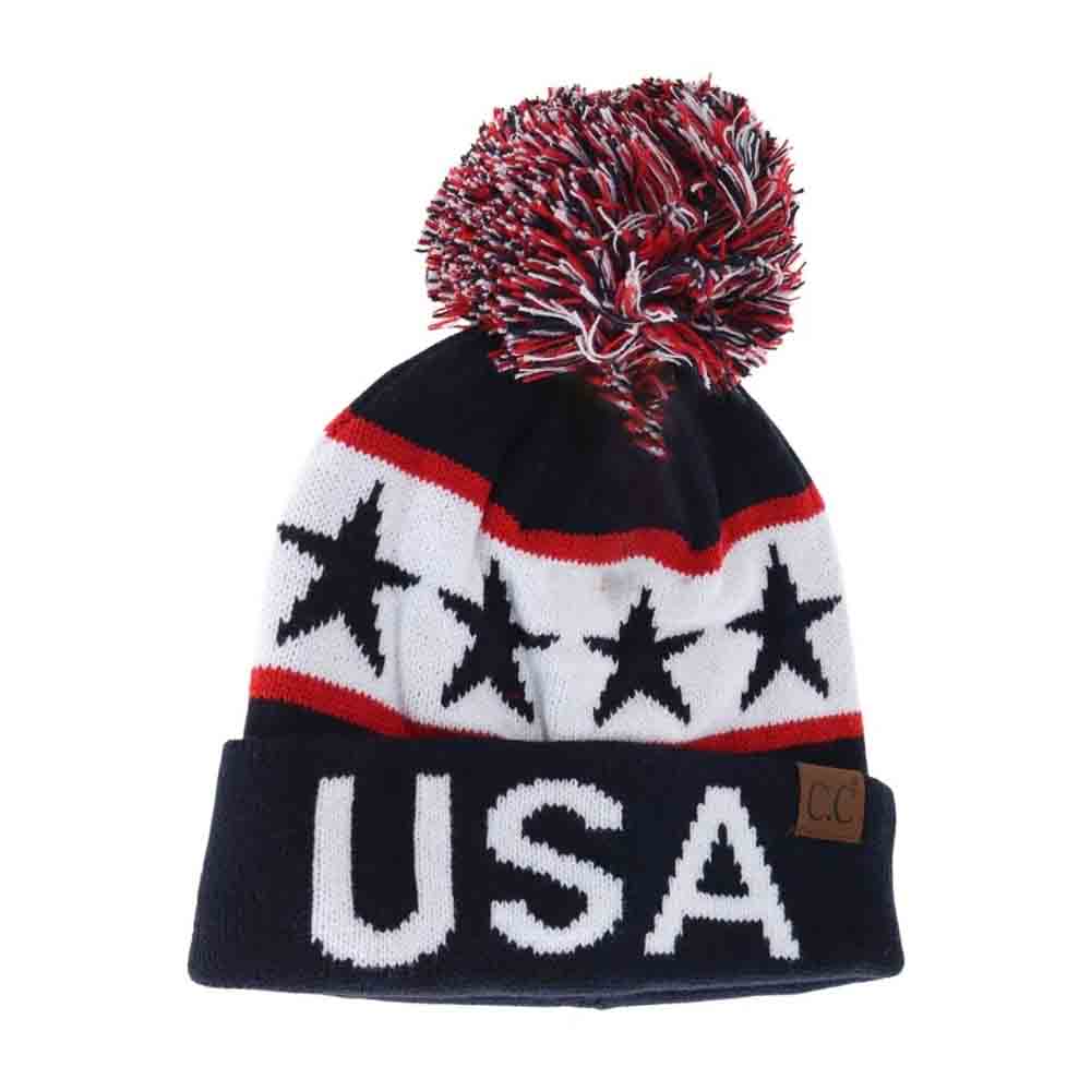 Navy USA Knit Pom C.C Beanie combines classic American style with expert craftsmanship. Made from soft, durable knit fabric, it offers warmth and comfort ideal for cold weather. Featuring a playful pom-pom and a versatile fit, this beanie provides reliable insulation while adding a stylish, timeless touch to your winter wardrobe. Perfect for outdoor activities or casual wear, it balances function with a nod to patriotic design. 
