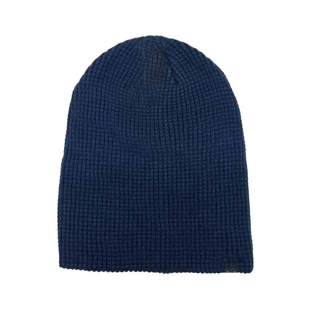 Navy Unisex Waffle Knit Cuffed/Slouchy C.C. Beanie combines a classic cuffed design with a relaxed slouchy fit, crafted for durability and comfort. The textured knit enhances insulation while allowing breathability, making it suitable for variable weather conditions. Designed to accommodate diverse head shapes, it offers a secure yet flexible fit, blending functional performance with modern casual style. Ideal for outdoor activities or everyday wear. 