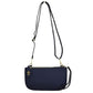 Navy Blue This versatile everyday bag features a compact pebbled textured body with a slightly curved base silhouette. Designed for organized daily or evening use, the main storage compartment is secured by a top zipper closure and accented with a small decorative metallic turn-lock detail on the side panel. It offers multiple carrying options, equipped with a long, adjustable crossbody shoulder strap and a shorter matching wristlet loop