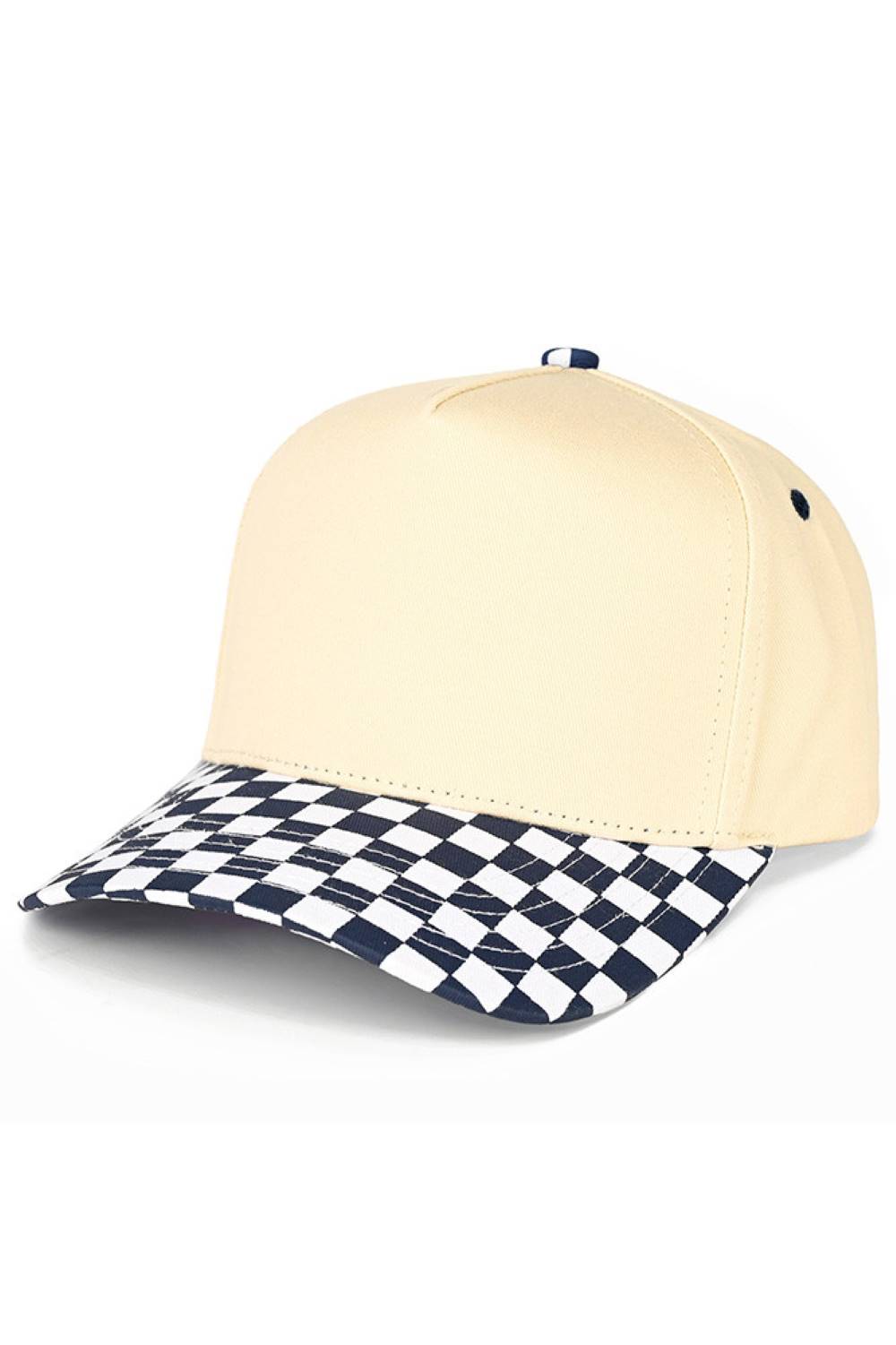 Navy Classic checkboard pattern meets modern style with this two-tone canvas trucker hat from C.C. Crafted from 100% cotton for breathable comfort, this snapback design offers a one-size-fits-all fit with a 22.5" circumference. The structured canvas construction and contrasting color blocking create an effortlessly cool look perfect for casual outings, outdoor adventures, or everyday wear. Adjustable snapback closure ensures a secure, customizable fit for all head sizes. Made in Vietnam with quality craftsm
