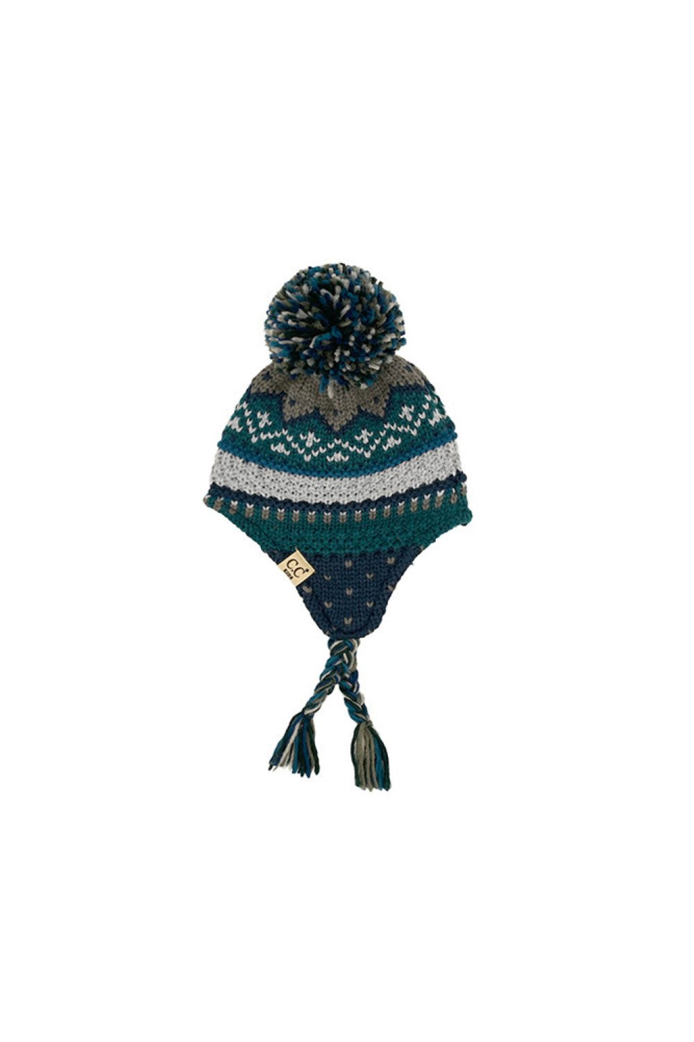 Navy C.C Multi Pattern Braided Trapper Hat Winter Hat features eye-catching mixed patterns with braided detailing for a cozy, statement-making cold-weather look. Designed with warm ear flaps and a comfortable fit, it delivers dependable winter protection while adding playful style to your seasonal outfits.