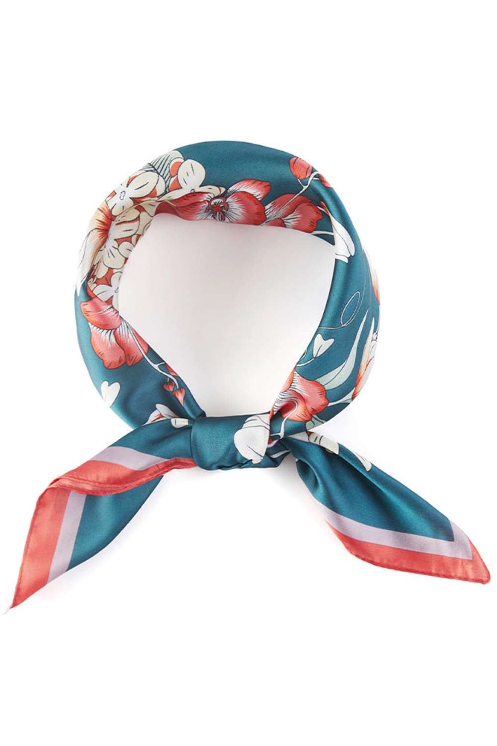 Navy Elevate your accessory game with this versatile flower pattern bandana scarf. Crafted from 100% polyester, it delivers a silky-smooth feel that's lightweight and comfortable year-round. The generous 27.5" x 27.5" square size offers endless styling possibilities wear it as a headscarf, neck wrap, or tie it to your bag for a pop of color. Perfect for adding effortless style to any outfit, whether you're dressing up or keeping it casual. A timeless piece that transitions seamlessly through every season.