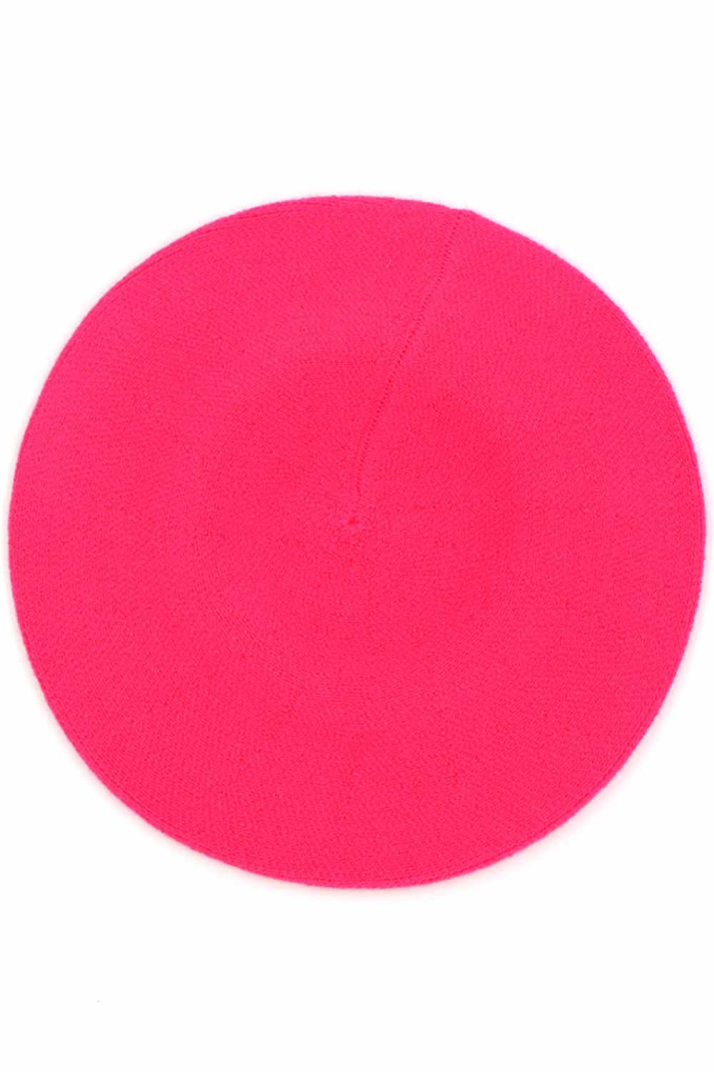 Neon Pink Embrace effortless style with this stretchy solid color beret. Made from 100% acrylic, it offers a comfortable fit that adapts to your head shape while maintaining its polished appearance. Perfect for adding a touch of sophistication to any season, this versatile beret pairs seamlessly with casual and dressed-up looks alike.