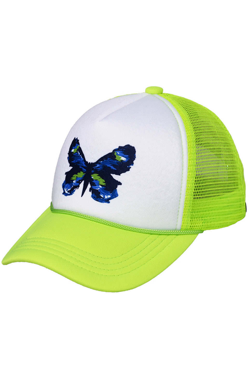 NeonYellow C.C Kids Hand Painted Abstract Butterfly Cap combines artistic flair with comfortable wear. Each cap features a unique, hand-painted abstract butterfly design, making it a standout accessory for children. Crafted with quality materials, it ensures a snug fit and durability for everyday use. Perfect for adding a creative touch to any outfit while providing sun protection. 