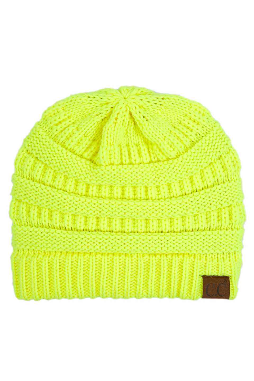 NeonYellow  C.C Ribbed Knit Solid Color Beanie offers a timeless design with durable ribbed knitting, ensuring a snug and comfortable fit. Crafted for warmth and versatility, this beanie is perfect for everyday wear, providing reliable protection against cold weather while maintaining a sleek, minimalist style that complements any outfit. Its solid color adds understated appeal, making it an essential accessory for both casual and outdoor use. 