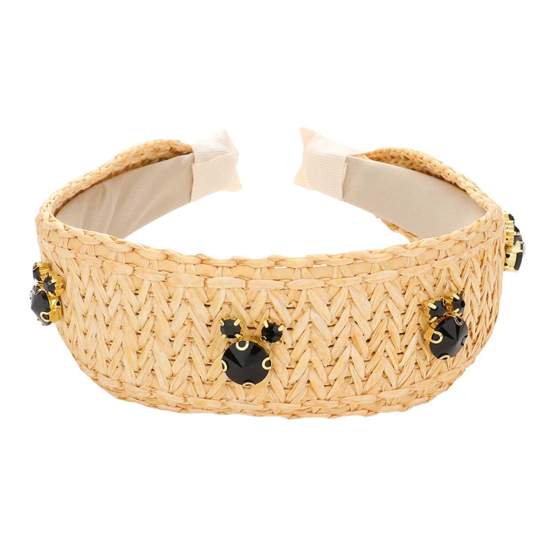 Neutral Stone Embellished Woven Straw Headband, be the ultimate trendsetter & be prepared to receive compliments wearing this woven straw headband with all your stylish outfits! Perfect for everyday wear, outdoor festivals, and many more. Awesome gift idea for your loved one or yourself.