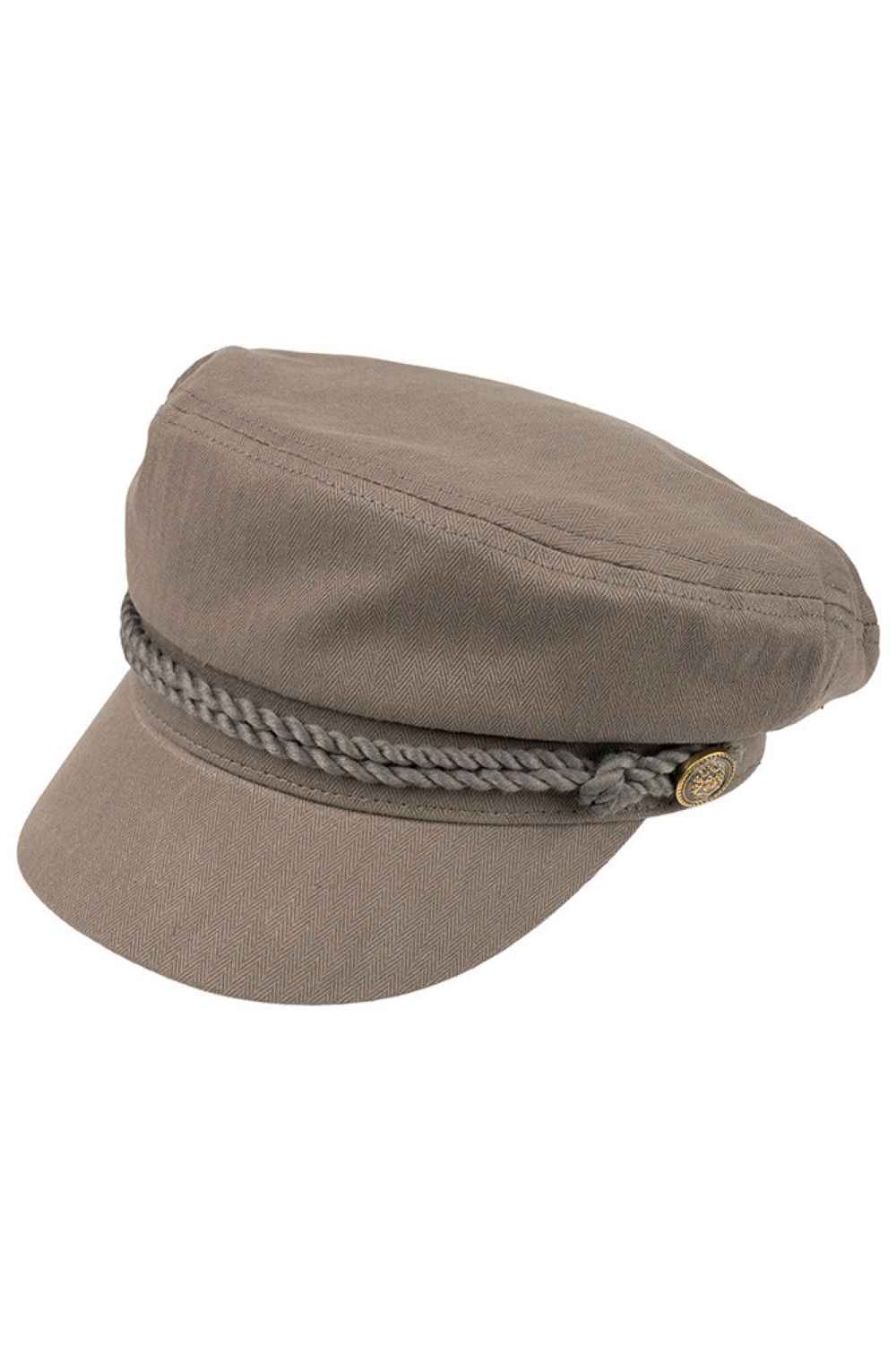New Brown Classic cotton fishing cap with timeless appeal. Crafted from 100% cotton for breathability and comfort, this solid-color cap features decorative rope detailing with button accents for a refined look. The structured design includes a 2" brim for sun protection, fitting most head sizes at 22.5–23" circumference. Perfect for outdoor adventures, casual wear, or everyday style.