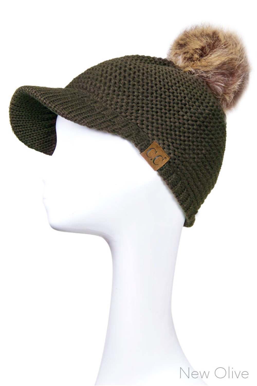New Olive Elevate your winter wardrobe with this versatile C.C knit brim beanie, crafted from 100% soft acrylic for exceptional comfort and durability. The signature knitted brim design pairs beautifully with a plush fur pom pom, adding a touch of sophistication to any cold-weather look. One size fits most, making it an effortless accessory choice for anyone seeking warmth without compromising on style. Perfect for layering or standalone wear, this beanie delivers both functionality and fashion