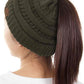 New Olive The C.C Solid Color Ponytail Messy Bun Beanie combines comfort with versatility for effortless everyday style. Crafted from 100% soft acrylic, this beanie features an open crown design that accommodates ponytails and messy buns while keeping you warm. The one-size-fits-most construction ensures a secure, flattering fit for virtually anyone. Perfect for casual outings, workouts, or relaxed weekends, this practical accessory transitions seamlessly from season to season.