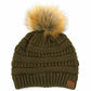 New Olive Stay warm and cozy with this classic C.C Pom Pom Knit Beanie, crafted from 100% soft acrylic for all-day comfort. The ribbed knit design adds texture and durability, while the signature pom pom on top brings a playful touch to any winter outfit. One size fits most, making it the perfect accessory for everyone. Ideal for cold weather adventures or casual everyday wear.