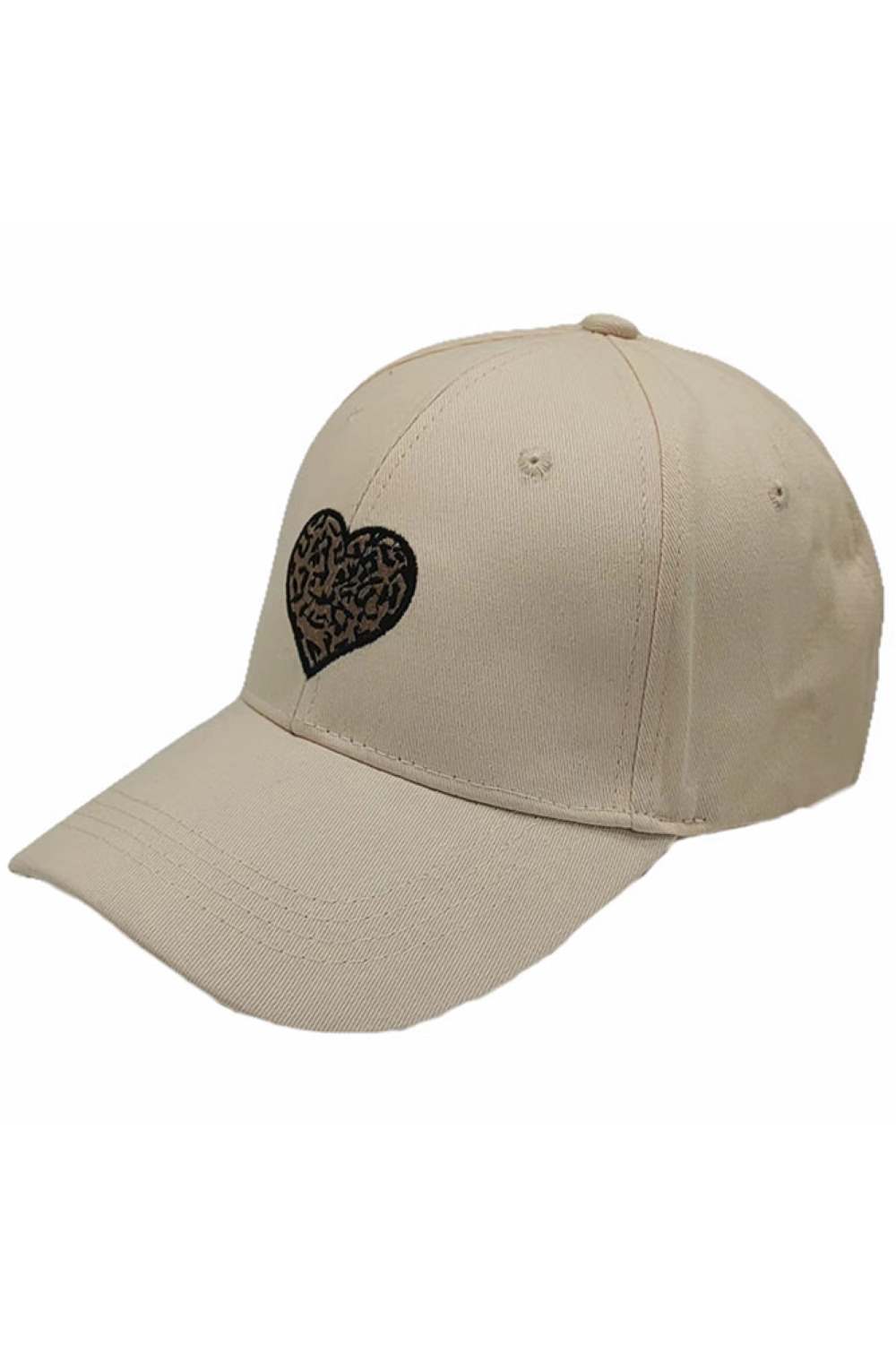 Nude Add a fun, fashion-forward touch to your look with this Leopard Pattern Heart Patch Baseball Cap, featuring a bold animal-print heart detail. Finished with a classic curved brim and comfortable fit, it’s perfect for everyday casual wear and standout style.