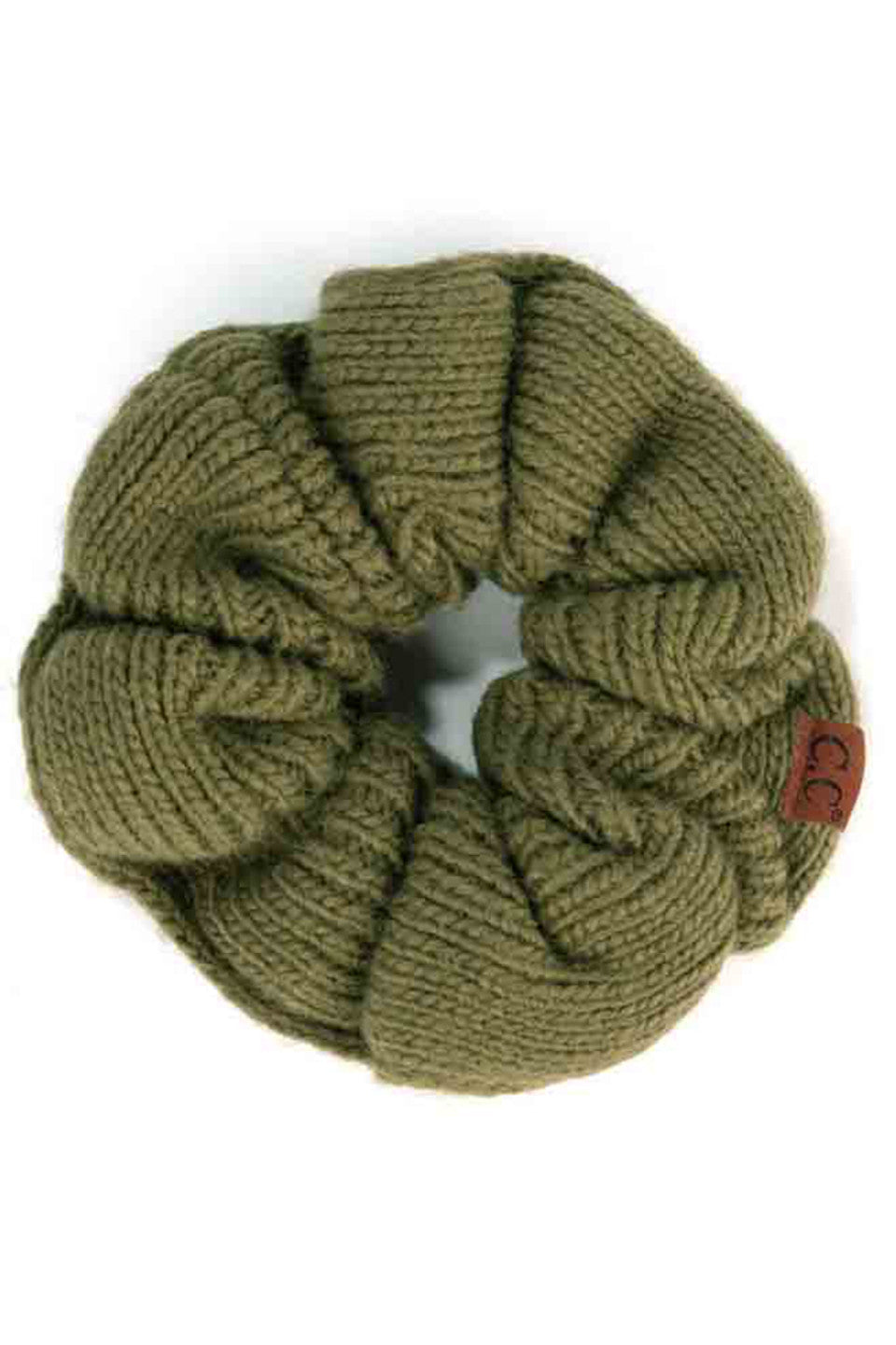 Olive  C.C. Soft Knit Scrunchies provide a stylish and comfortable way to keep your hair in place without causing damage. Made with soft knit material, they are gentle on your hair and perfect for everyday wear. Their scrunchy design also adds a trendy touch to your hairstyle