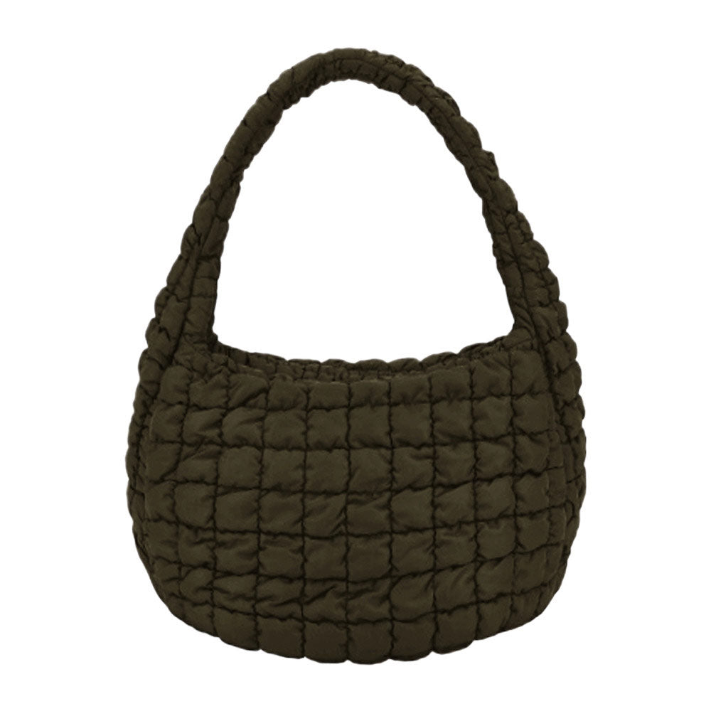 Olive Green Quilted Puffer Shoulder Crossbody Bag, Stay warm and stylish with this bag. Made of durable material, it is insulated to keep you cozy in the coldest conditions. The shoulder straps make it comfortable and convenient to carry, so you can bring everything you need with ease. Perfect for gifting on every occasion.