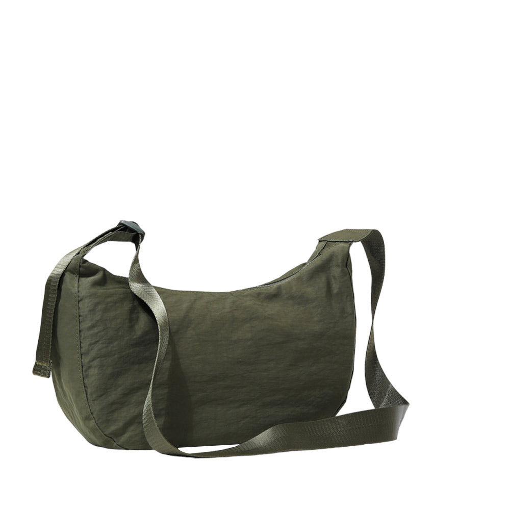 Olive Green Solid Nylon Sling Bag Crossbody Bag, is perfect to carry all your handy items with ease. This handbag features a top zipper closure for security that makes your life easier and trendier. This is the perfect gift idea for a birthday, holiday, Christmas, anniversary, Valentine's Day, etc.