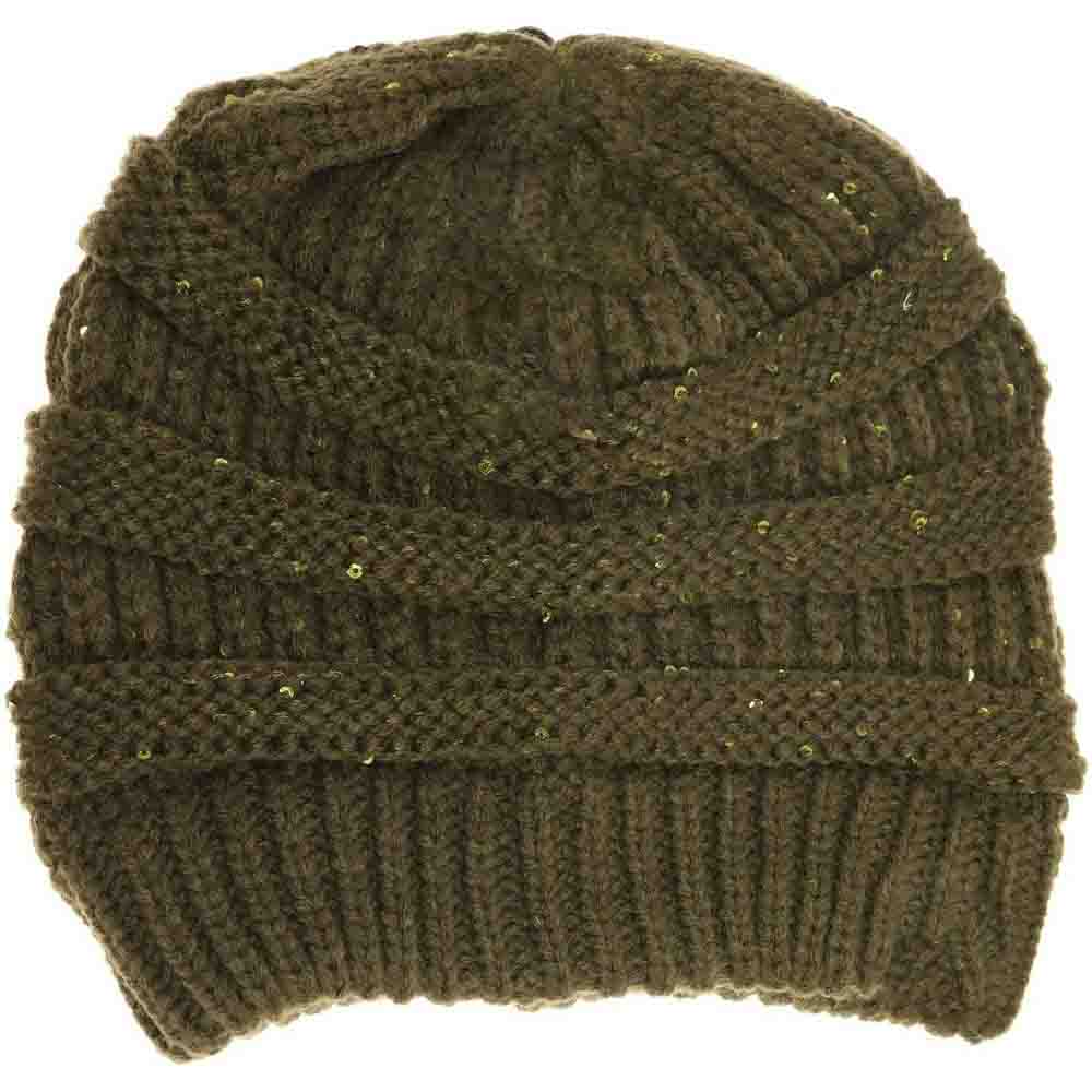 Olive Sequin CC Beanies combine stylish sparkle with reliable warmth, making them perfect for chilly days. Crafted with soft, cozy materials, these beanies provide comfortable wear while the sequined exterior adds a touch of sophisticated shine. Ideal for those seeking both function and fashion, they effortlessly elevate any cold-weather outfit. 