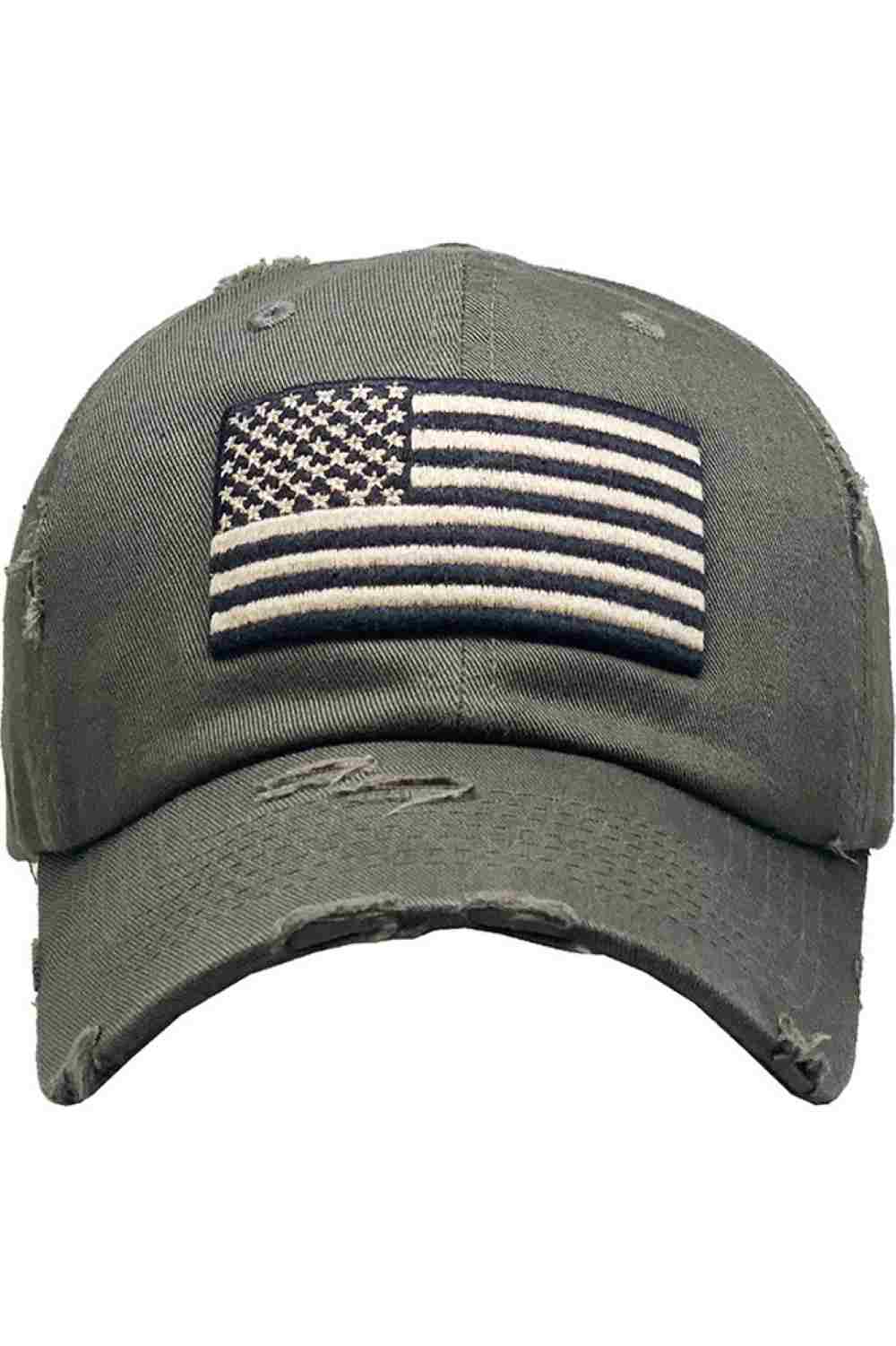 Olive The American Flag Vintage Baseball Cap showcases a classic worn-in design with a bold, patriotic flag patch for a timeless, all-American look. Its adjustable fit and soft, breathable fabric make it perfect for everyday wear or showing off your patriotic pride in style.