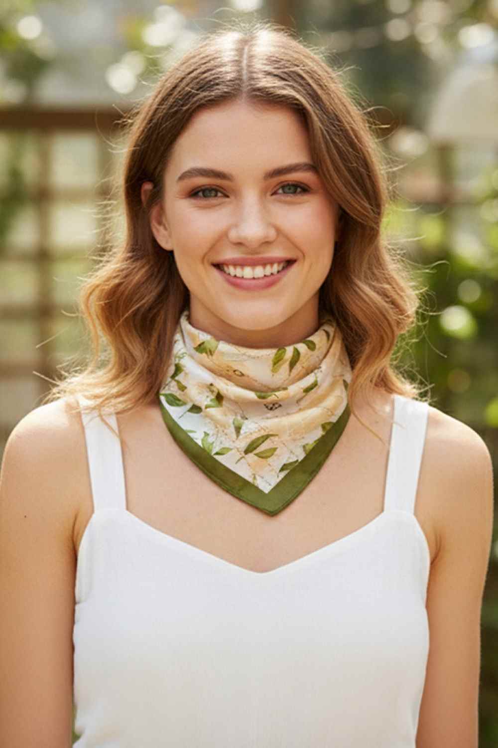 Olive Elevate your accessory game with this versatile bandana scarf, featuring a stunning botanical pattern print. Crafted from 100% polyester, it delivers a silky-smooth feel that's lightweight and comfortable year-round. The generous 27.5" x 27.5" square size offers endless styling possibilities wear it as a headscarf, neck wrap, or tie it to your bag for a pop of natural-inspired color. Perfect for any season, this easy-care piece transitions seamlessly from casual to chic.