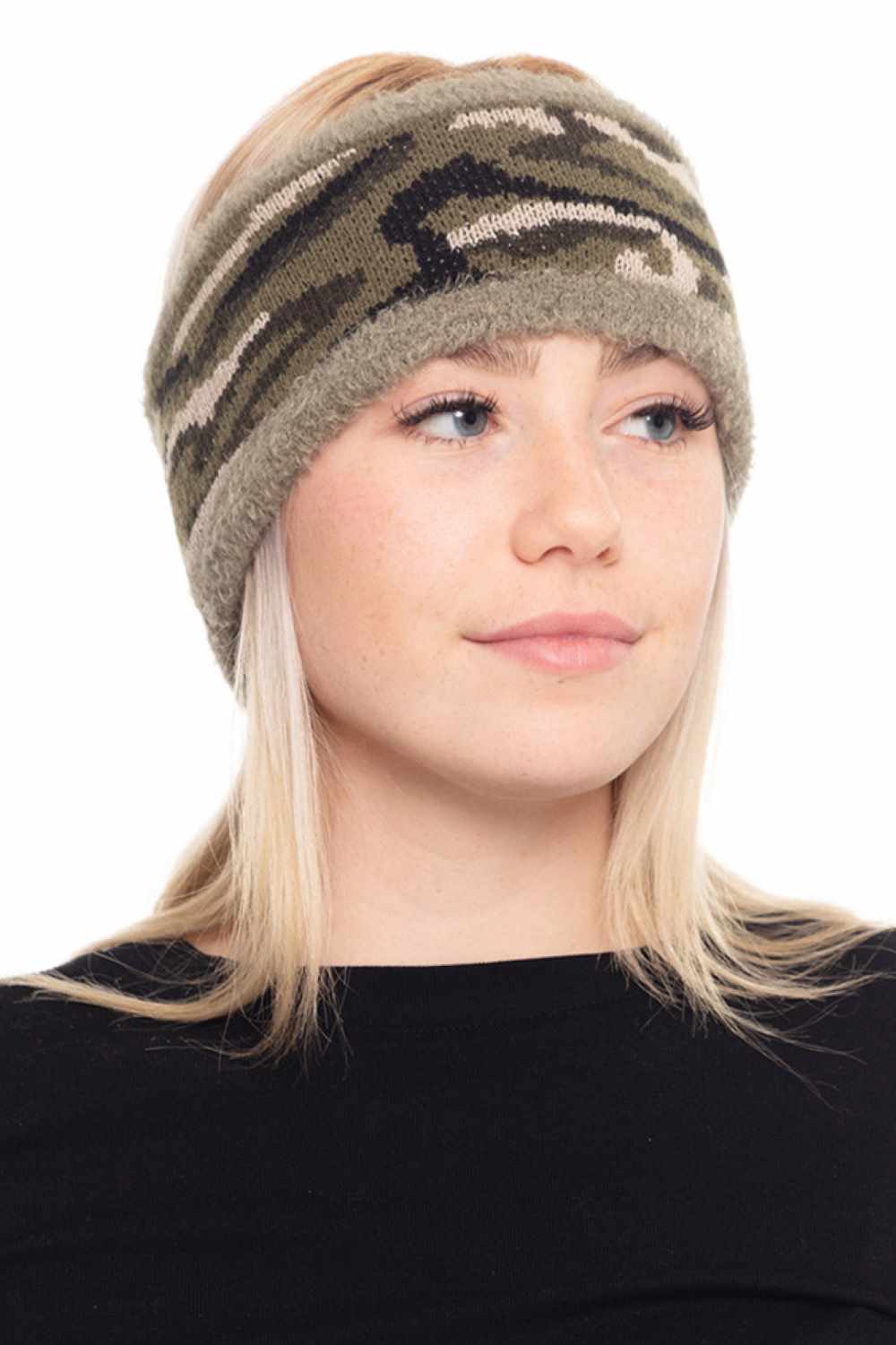 Olive Stay cool and focused with this versatile camo headband. Crafted from 100% polyester, it's lightweight, breathable, and built to keep sweat at bay during workouts, outdoor adventures, or everyday wear. The classic camouflage pattern adds an edgy touch to any outfit. Measuring 8.5" x 3.75", it fits most head sizes comfortably. Perfect for athletes, outdoor enthusiasts, and style-conscious individuals alike.