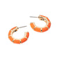 Enamel Bamboo Hoop Earrings - Orange - Earrings