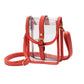 Orange-Faux Leather Belt Buckle Pointed Transparent Crossbody Bag , Expertly crafted from faux leather, this crossbody bag features a unique pointed design and transparent material, making it a modern and fashionable accessory. The belt buckle adds a touch of edginess, while the spacious interior allows for convenient storage