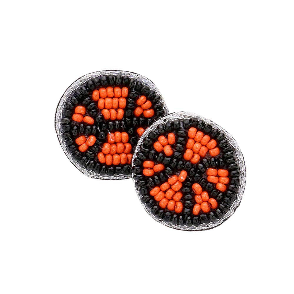 Orange Felt Back Seed Beaded Basketball Stud Earrings, get ready for the best compliments on basketball game day with these felt seed bead earrings. These basketball stud earrings are stylish and fashionable to cheer up your favorite basketball team & to make you stand out from the crowd at the gallery or anywhere else. 