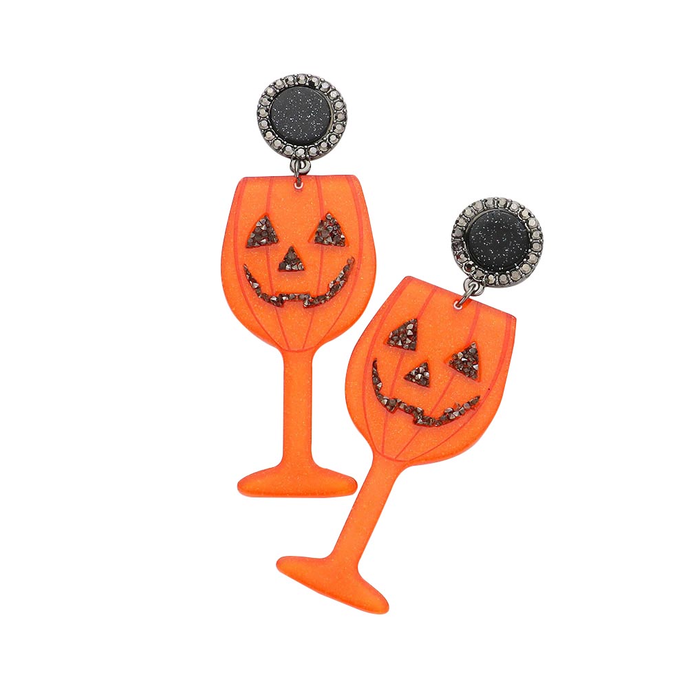 Orange Glittered Pumpkin Pointed Wine Dangle Earrings, are beautifully handcrafted jewelry that adds the perfect luxe to your Halloween attire. Perfect for the Halloween & festive season. This is the perfect gift for Halloween, especially for your friends, family, and the people you love and care about.